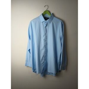 Tom Baine Mens XL Performance Dress Shirt Light Blue Regular Fit Stretch Wrinkle
